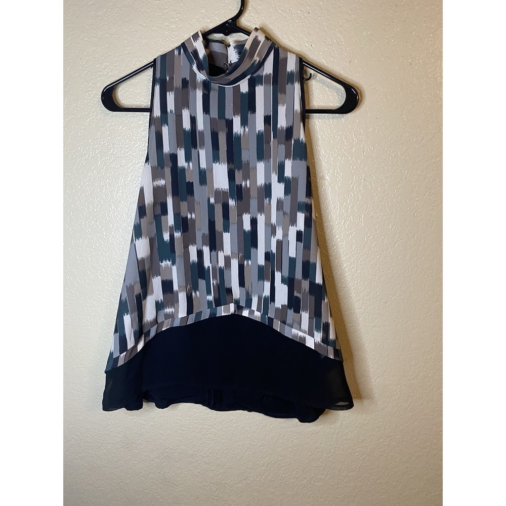 Zara - Geometric Print Mock-Collar Halter Top,‎ Size S